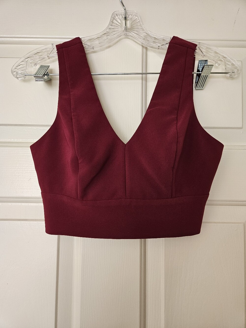 V-Neck Burgundy Crop Top